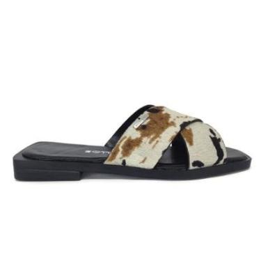 Imagem de Rasteirinha Feminina Bottero Couro Tira Cruzada Animal Print-Feminino