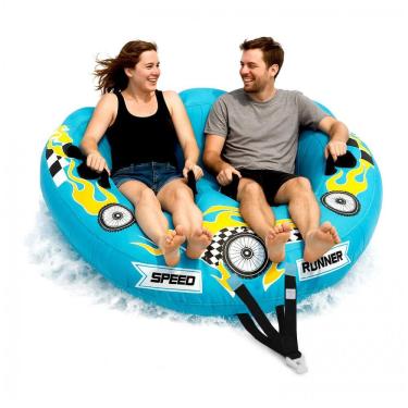 Imagem de Boia Rebocável para 2 Pessoas com Almofada de Espuma e Alças de Nylon, SereneLife, Azul