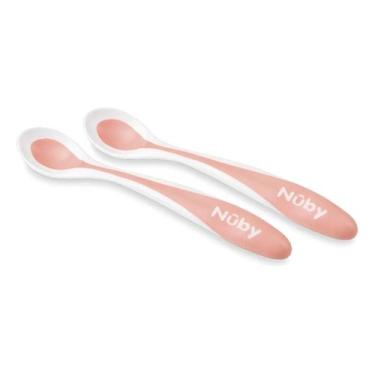 Imagem de Kit 2 Colheres Infantis Termossensíveis Papinha Quente - Nuby, Rosa