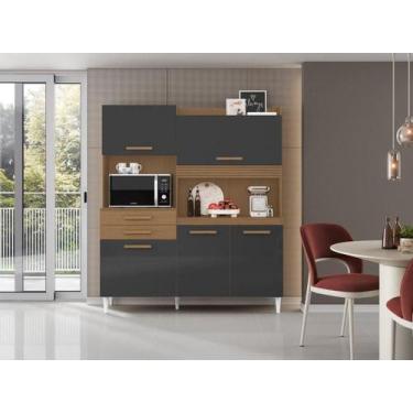 Imagem de Kit Cozinha Isis 5 Portas 2 Gaveta Atacama/ Grafite - Aramóveis