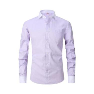 Imagem de Camisa Social Masculina Branca Clássica De Manga Longa Com Punho Franc