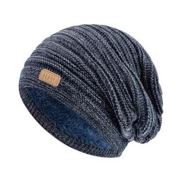 Imagem de Gorro De Inverno Unissex Com Listras E Forro De Pelúcia, Chapéu Tricot