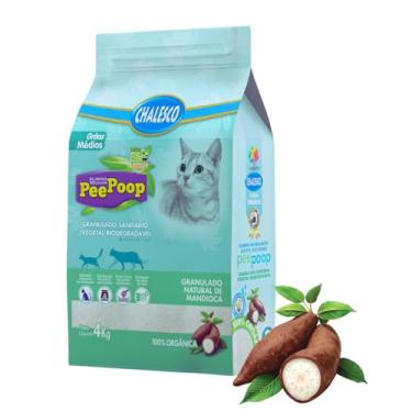 Imagem de Areia Higiênica Biodegradável de Mandioca Chalesco Peepoop para Gatos – Grãos Médios, Controle de Odores e Alta Absorção | 4 kg