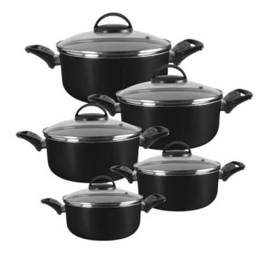 Imagem de Jogo de Panelas 5 Caçarolas Alumínio Antiaderente Com Tampa de Vidro 3