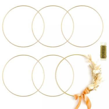 Imagem de Pacote com 6 anéis de metal para artesanato de 50 cm anéis de macramê suprimentos para...