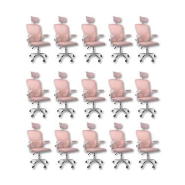 Imagem de Kit 15 Cadeiras De Escritório Diretor Oficial Vegas Com Apoio Rosa E B