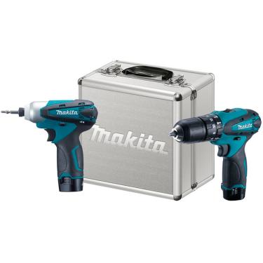 Imagem de Kit Parafusadeira e Furadeira de Impacto com 2 Baterias + Carregador e Maleta - DK1493 - MAKITA