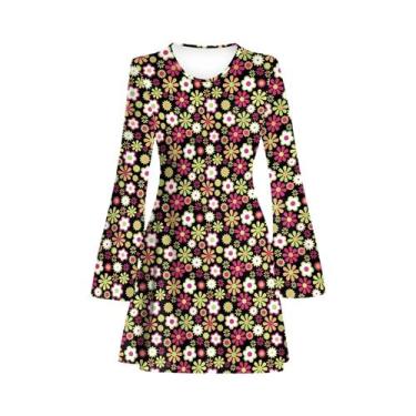 Imagem de Vestido Boêmio Floral Dos Anos 70 Para Mulheres, Fantasia De Festa Hip