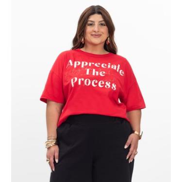 Imagem de Blusa Manga Curta Feminina Plus Size Secret Glam Vermelho, Plus G3, Ve