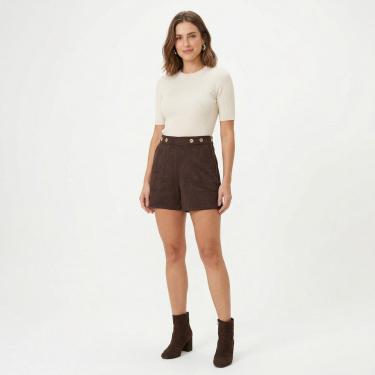 Imagem de Short Suede Box Cintura Alta Tecido Premium Feminino 180057-Feminino