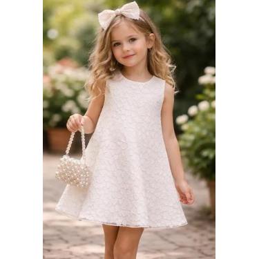 Imagem de Vestido Festa Infantil Clássico Casamento Princesa Coração Cor:CremeTa