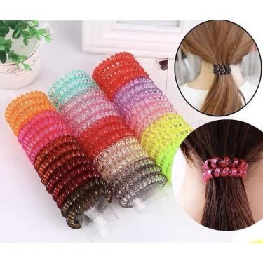 Imagem de Kit 4 Xuxinha Elástico Rabicó tipo mola Para Cabelo - Importado