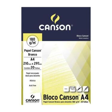 Imagem de Bloco Papel Canson Desenho Branco 20 Folhas A4 180g