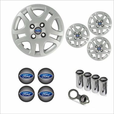 Imagem de Jogo Calota Aro 14 Fiesta Hatch Sedan 2011 à 2013 Ford + Emblema Resin