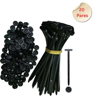 Imagem de Abraçadeira de Nylon com Botão Travamento Automático 20 Pares Reparo A