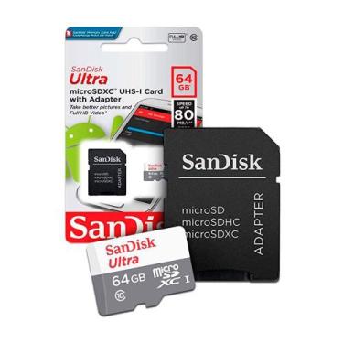 Imagem de Cartão de Memória MicroSD 64gb SanDisk Ultra MicroSDHC UHSI Classe 10 