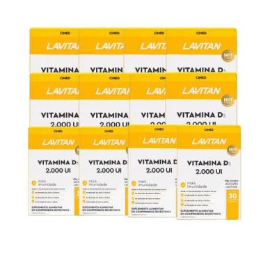 Imagem de Kit 12 Suplemento Lavitan Vitamina D3 2000 UI 30 Comp Cimed Sabor:Sem 