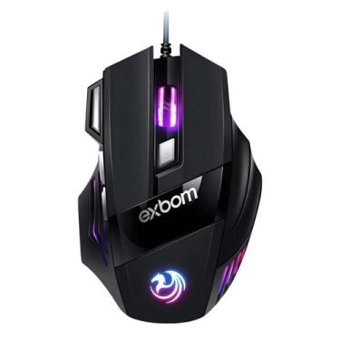 Imagem de Mouse Para Jogo Exbom Gamer Ms G260 Preto Rgb Led 7 Botoes