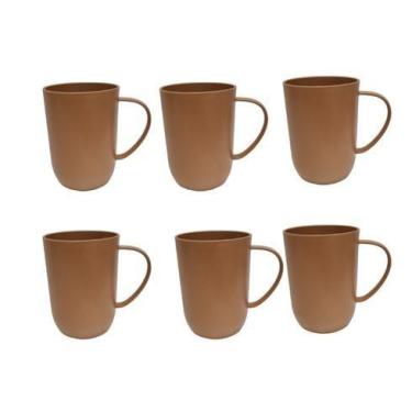 Imagem de 6 Caneca Em Fibra De Pinho E Pp Pine Sortido 400ml - rojemac, Marrom
