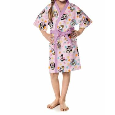 Imagem de Roupão Atoalhado Infantil Lepper Antialérgico Minnie Kimono Com Manga,
