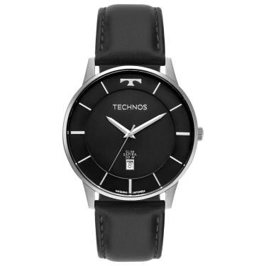 Imagem de Relógio Masculino Gm10yy-0p Analógico Pulseira de Couro Slim Cristal Safira Prata Technos