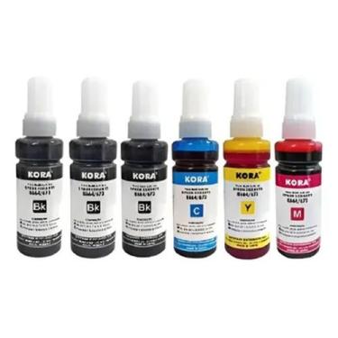 Imagem de KIT 6 REFIL T664 corante sendo 3 BLACK, 1 CYAN, 1 YELLON, 1 MAGENTA PA