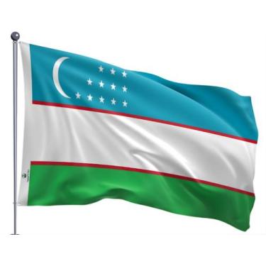 Imagem de Bandeira do Uzbequistão Uma Face Estampada Tamanho 70x100cm - Ptria Bo