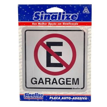 Imagem de Placa de Sinalização Garagem Proibido Estacionar 12x12cm Sinalize