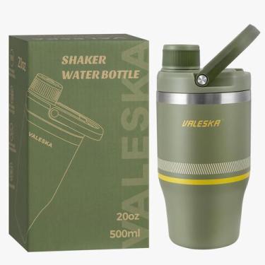 Imagem de Coqueteleira de Proteína VALESKA 600 ml em Aço Inoxidável Isolada