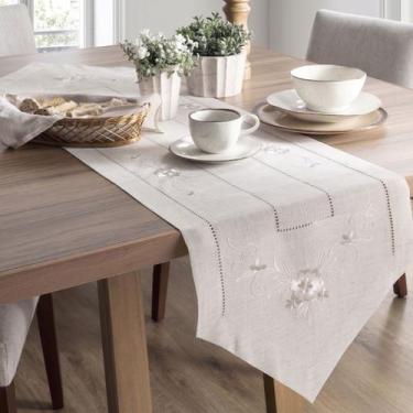 Imagem de Caminho de Mesa Bordado Sintra Royal Linho 40x180cm Jolitex