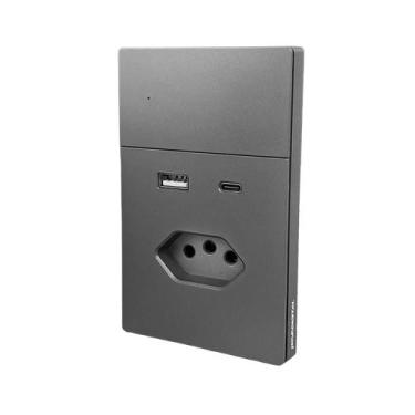 Imagem de Conjunto 4x2 Interruptor Inteligente Tomada 20A USBC Zigbee Safira SAW