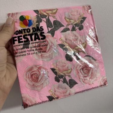 Imagem de Guardanapo de Papel Folha Dupla Rosas Colombianas 33x33 cm - Ponto das