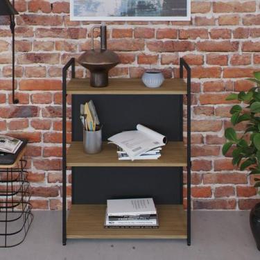 Imagem de Estante com 3 Prateleiras 84x60x33cm com Fundo Yon Marrom/Vermont/Pret