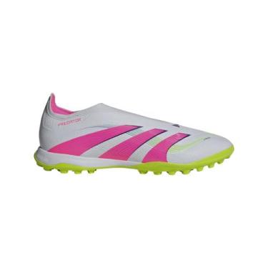 Imagem de Chuteira Adidas Society Predator Club Sem Cadarços Branco Rosa Verde, 