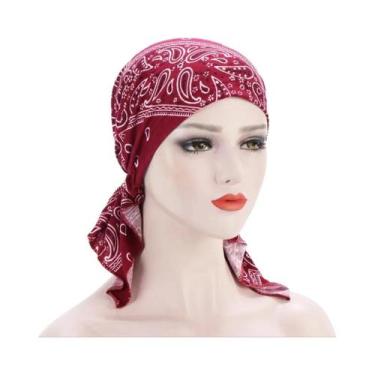 Imagem de Turbante Muçulmano Com Estampa Moderna, Lenço De Cabeça Com Cauda Long