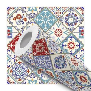 Imagem de Papel De Parede Adesivo Lavável Cozinha Azulejo Português Ladrilho Col
