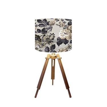 Imagem de Abajur Mesa Tripé Madeira 60cm Cores Florais - Md1001 Cúpula Ø30