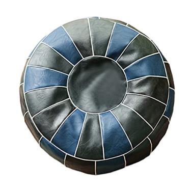 Imagem de Serenable Almofada com Armazenamento para Pufes Marroquinos Feitos à Mão, para Os Pés, Presentes de Casamento, Rodada Azul, Tamanho real