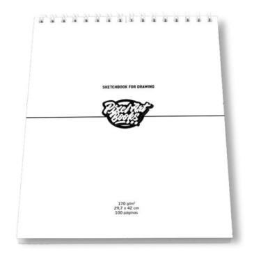 Imagem de Sketchbook Caderno Para Desenho Pixel Art Books Capa Branca 29,7X42cm