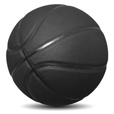 Imagem de MINDCOLLISION Tamanho 5/6/7 Bola de basquete de cor sólida, sem padrão antiderrapante resistente ao desgaste, adequada para crianças internas e externas basquete feminino, jovem, adulto, preto, 6