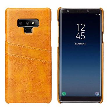Imagem de Capa ultra fina Fierre Shann Retro Oil Wax Texture PU Leather Case para Galaxy Note 9, com compartimentos para cartões (preto) Capa traseira para telefone (Cor: Amarelo)