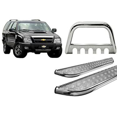 Imagem de KIT QUEBRA MATO C/PROTETOR CARTER+ESTRIBO CHAPA CROMO BLAZER