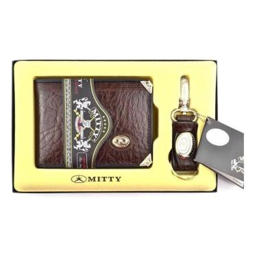 Imagem de Kit Carteira Masculina Com Chaveiro Mitty Em Couro - M1Ch