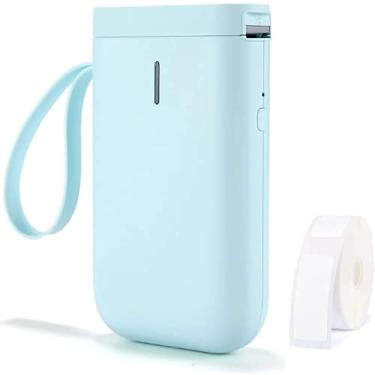 Imagem de Máquina de etiquetar com fita, máquina portátil de etiquetagem com Bluetooth D11, mini impressora de etiquetas portátil sem fio para smartphone, tablet, escritório, uso doméstico (azul)