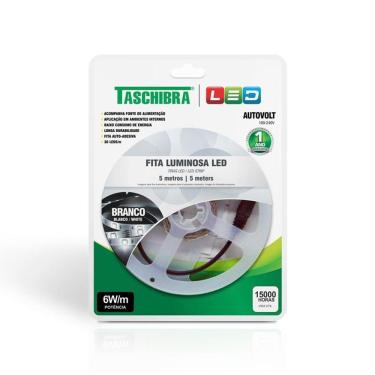 Imagem de Fita de Led Taschibra com 5 metros 6W Bivolt 6500K Luz Branca