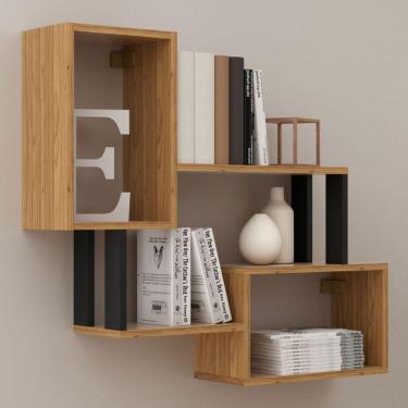 Imagem de Prateleira Industrial 2 Prateleiras 100% Mdf Freijó/preto Fosco F25 - Pradel