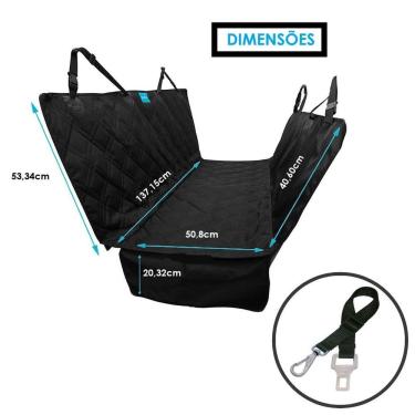 Imagem de Kit Capa Pet Banco Traseiro Carro E Cinto Segurança Fivela