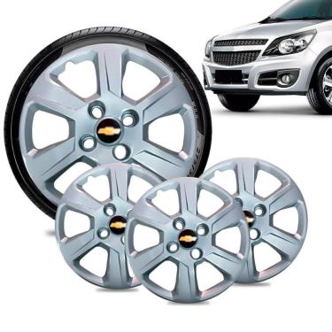 Imagem de Jogo 4 Calota GM Montana Aro 14 Prata Emblema Preto