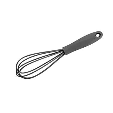 Imagem de harayaa Batedor manual de silicone para cozinha misturador de panelas com alça macia, batedor sem ovos para bater assar alimentos farinha, cinza