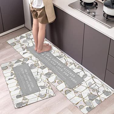 Imagem de Conjunto de tapetes e tapetes de cozinha absorvente tapete de banho macio marroquino antiderrapante tapete de cozinha conjunto de corredor de 2 peças 40,6 x 60,9 cm
